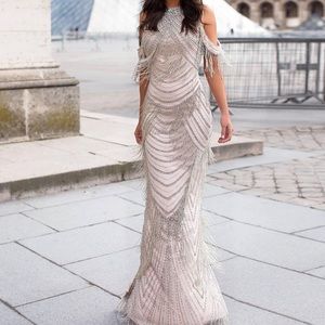 Alamour the Label beaded couture tassel gown